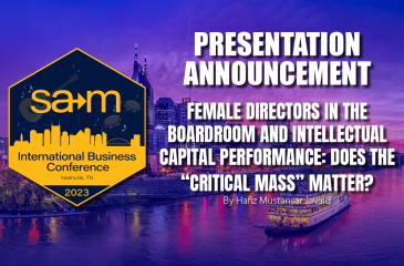 Presentation Announcement for the paper, Female directors in the boardroom and intellectual capital performance: Does the “critical mass” matter?