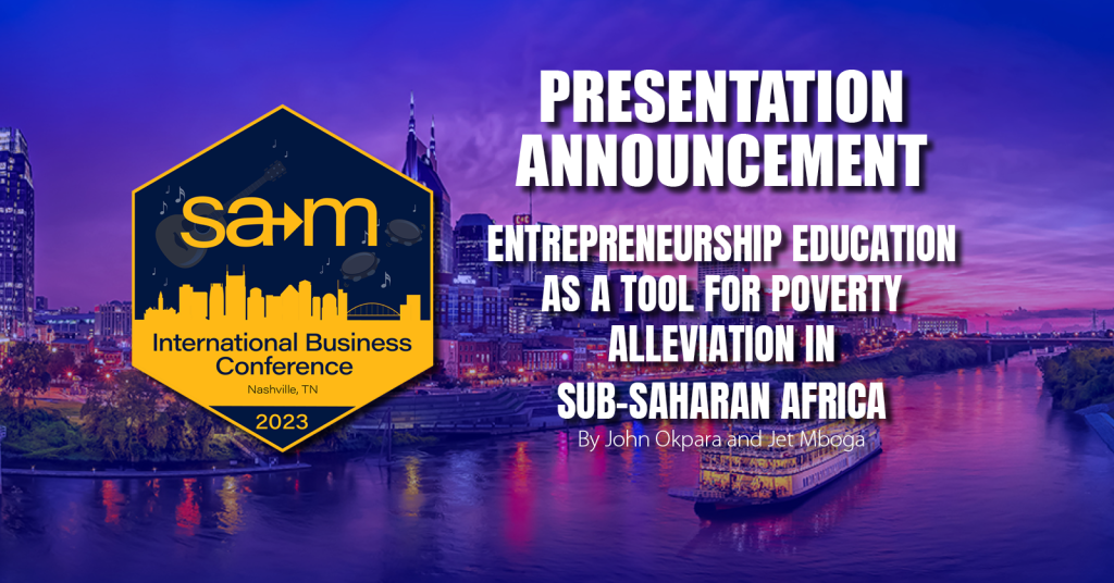 Presentation announcement for Entrepreneurship Education as a Tool for Poverty Alleviation in Sub-Saharan Africa