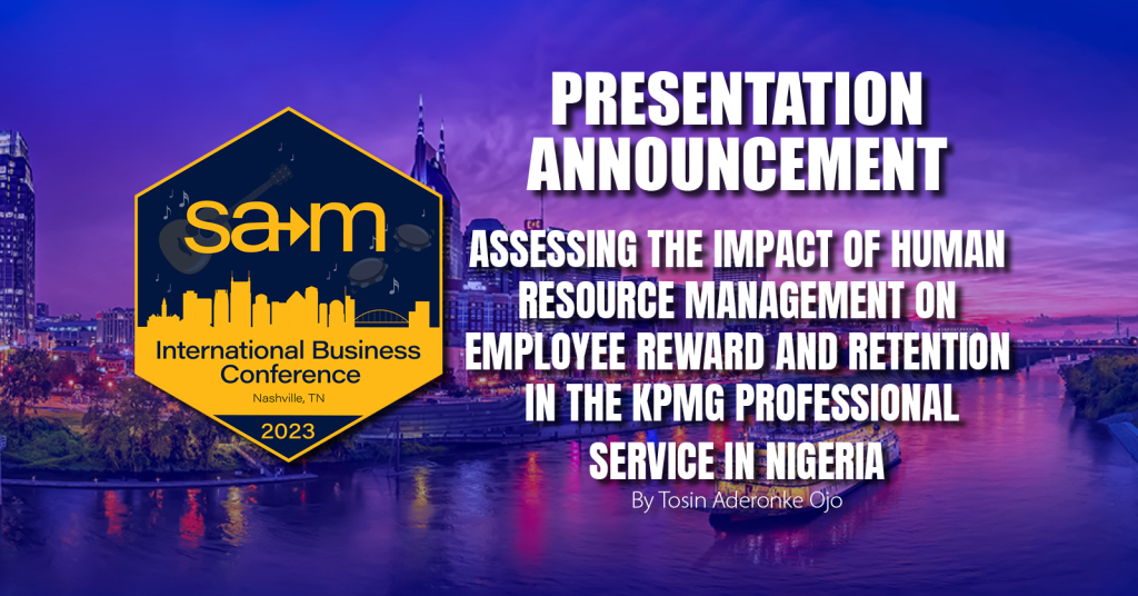 Title Slide for Assessing the Impact of Human Resource Management on Employee Reward and Retention in the KPMG Professional Service in Nigeria