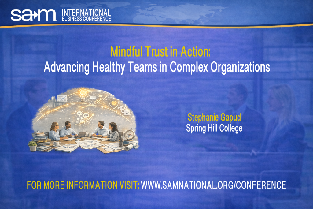 Promotional conference graphic depicting a collaborative team meeting in a high reliability organizational setting, with visual symbols representing trust, mindfulness, shared understanding, and adaptive decision making in complex environments.