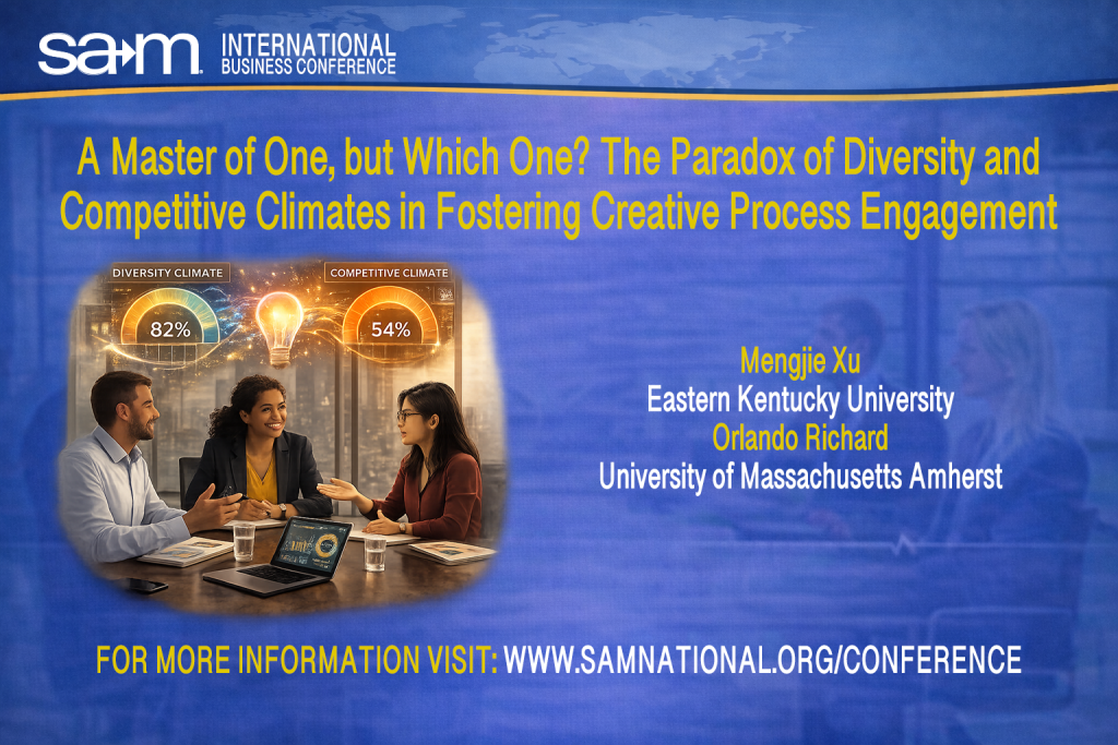SAMIBC2026 Presentation Announcement Slide for A Master of One, but Which One? The Paradox of Diversity and Competitive Climates in Fostering Creative Process Engagement