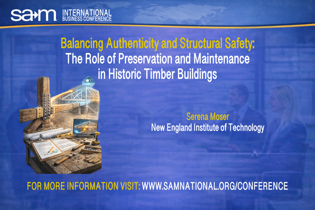 SAMIBC2026 Presentation Announcement Slide for Balancing Authenticity and Structural Safety:
The Role of Preservation and Maintenance
in Historic Timber Buildings