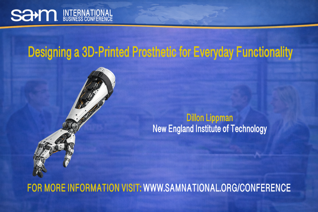 SAMIBC2026 Presentation Announcement Slide for Designing a 3D-Printed Prosthetic for Everyday Functionality