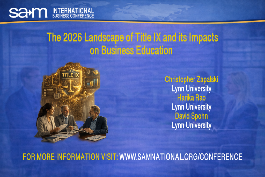 SAMIBC2026 Presentation Announcement Slide for The 2026 Landscape of Title IX and its Impacts
on Business Education