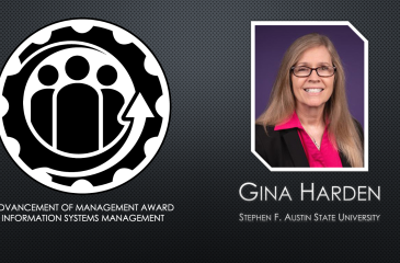 Award Recognition Tile for Gina Harden, Advancement of Management Award Winner in Information Systems Management