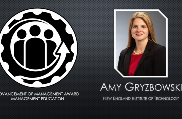 Award Recognition Tile for Amy Grzybowski Advancement of Management Award winner Management Education.