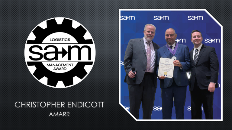Award Recognition Tile for Christopher Endicott, Logistics Management Award winner.