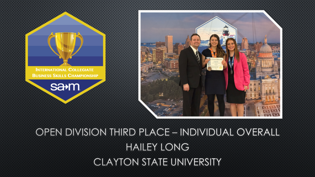 Hailey Long of Clayton State University earned third place