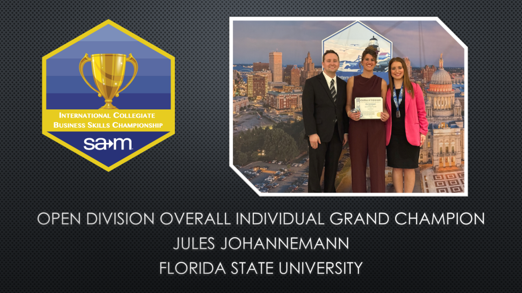 Jules Johannemann of Florida State University earned first place overall individual honors.