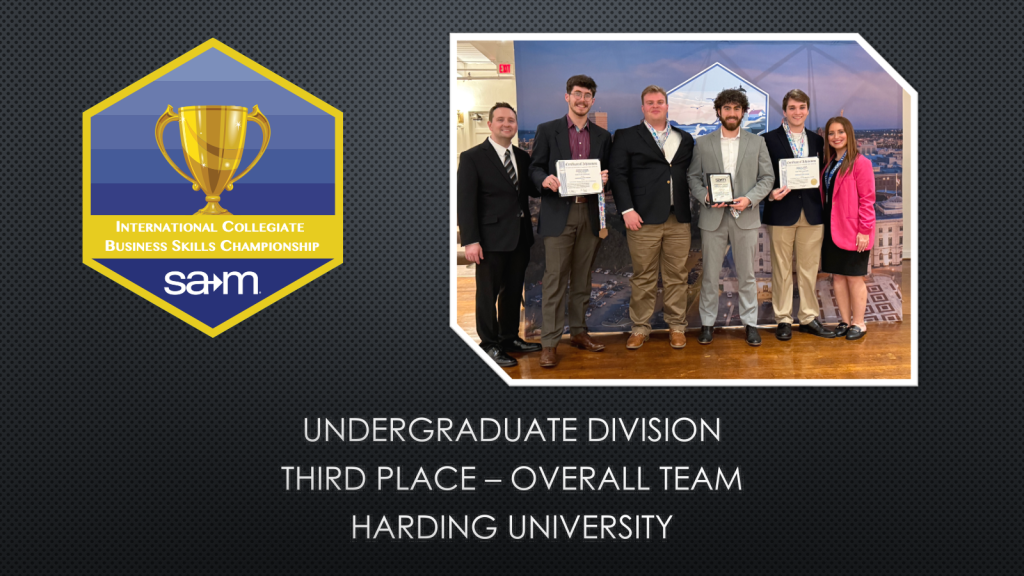 UNDERGRADUATE DIVISION
THIRD PLACE – OVERALL TEAM

HARDING UNIVERSITY