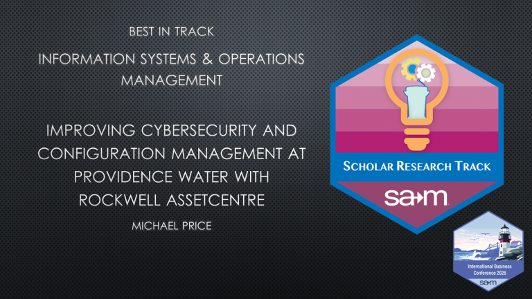 Award Notification Tile for Michael Price Best of Track Paper at the SAM International Business Conference.