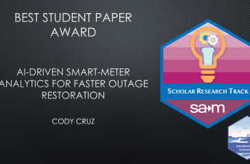 Award Notification Tile for Cody Cruz Best Student Paper at the SAM International Business Conference.