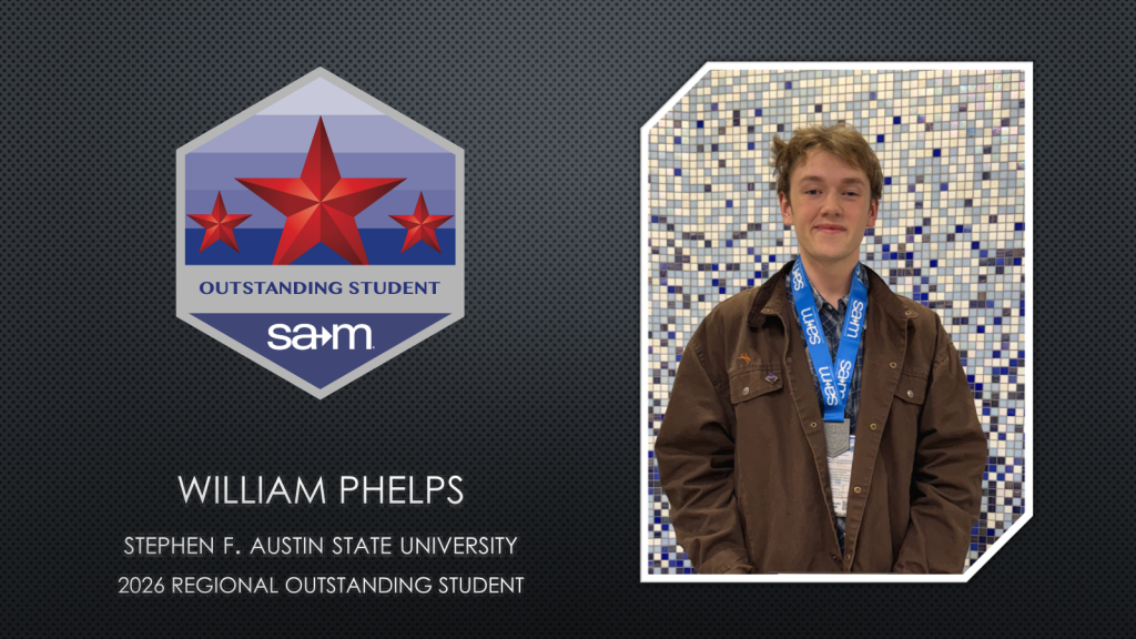 William Phelps, 2026 Regional Outstanding Student Award Winner Banner Image