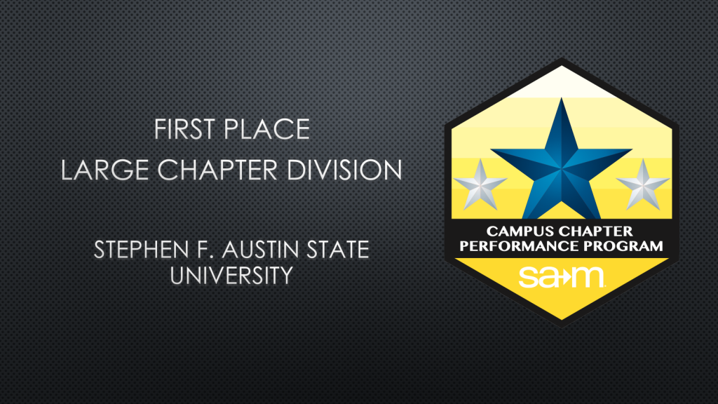 Stephen F. Austin State University, 2026 Campus Chapter Performance Program Winner Banner.