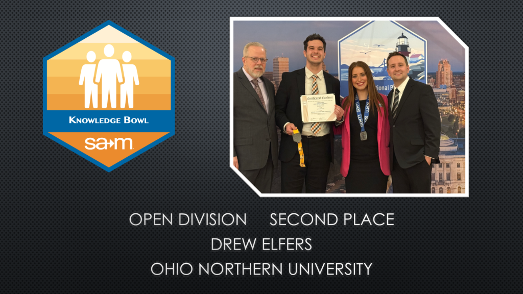 2026 Business Knowledge Bowl Winners Slide - Drew Elfers, Open Division, Second Place